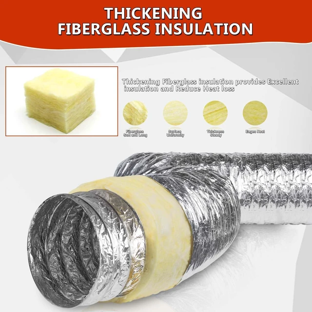 Alt view image 5 of 6 - 6 Inch 25 Feet R4.2 Insulated Flexible Duct | High-Efficiency Thermal Insulation | Suitable for Heating & Cooling
