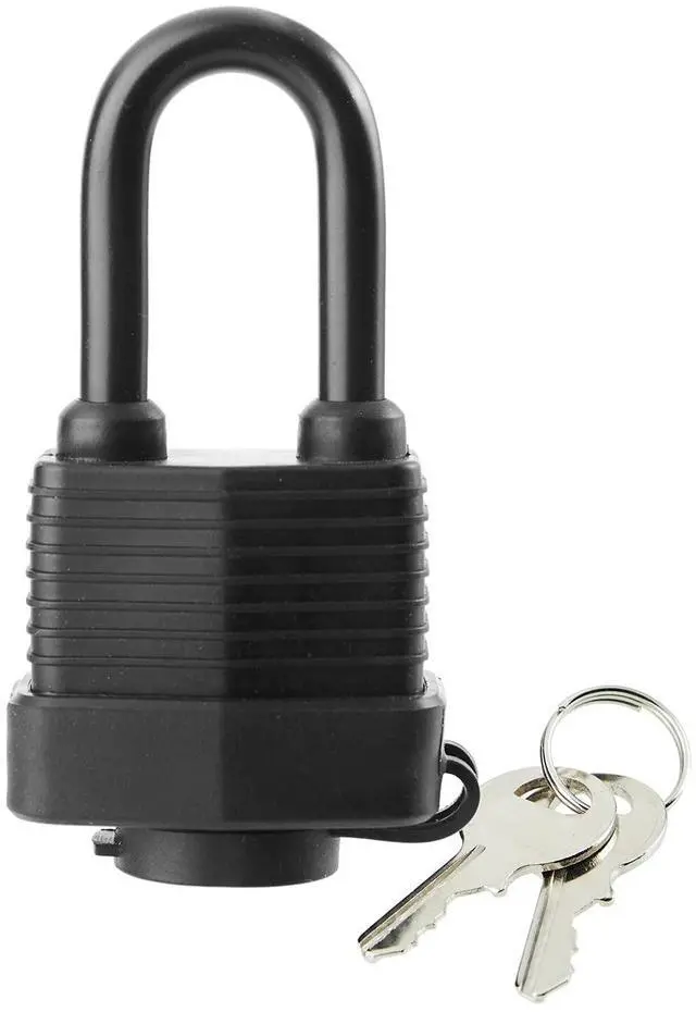 Alt view image 2 of 4 - Waterproof Padlocks Keyed Alike for Outdoor use, Covered Heavy Duty Laminated Steel Lock, 1-9/16 Inch. Wide, Long Padlock, Pack of 6