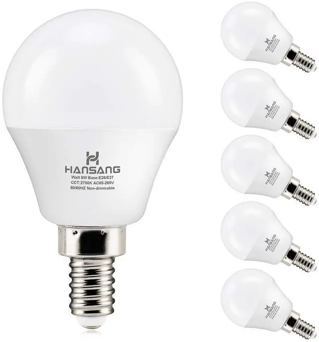 Main image of E12 LED Bulb 60W Equivalent Candelabra Light Bulbs 2700K Warm White | Small Base Light Bulb, 6W A15 LED Ceiling Fan Light Bulbs, CRI85+, 120V 600LM Round Bulb for Chandelier, Non-Dimmable 6 Pack