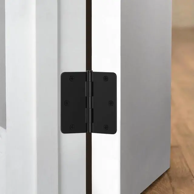 Alt view image 2 of 7 - Door Hinges Matte Black - 30 Pack Black Door Hinges 3.5 Inch Rounded Interior Door Hinge with 1/4" Radius Corners - Black Hinges for Doors 3 1/2 Inches Flat Iron Residential Door Hardware