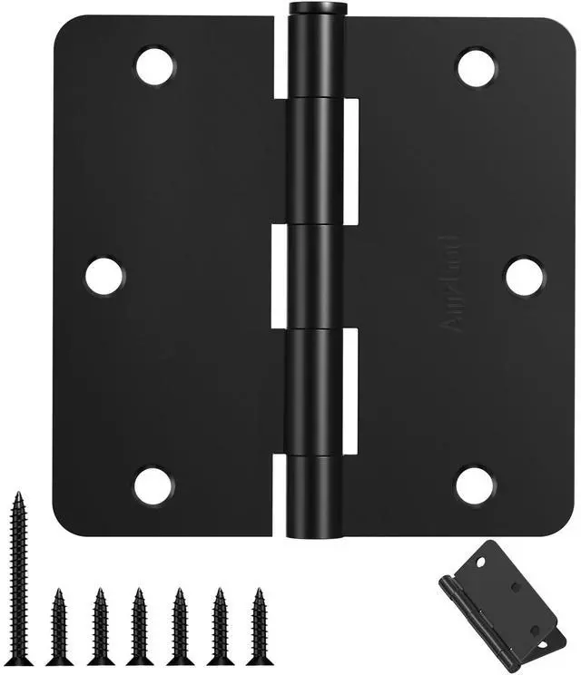 Main image of Door Hinges Matte Black - 30 Pack Black Door Hinges 3.5 Inch Rounded Interior Door Hinge with 1/4" Radius Corners - Black Hinges for Doors 3 1/2 Inches Flat Iron Residential Door Hardware