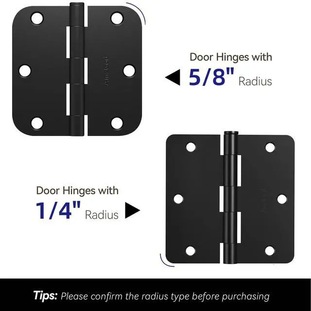 Alt view image 6 of 7 - Door Hinges Matte Black - 30 Pack Black Door Hinges 3.5 Inch Rounded Interior Door Hinge with 1/4" Radius Corners - Black Hinges for Doors 3 1/2 Inches Flat Iron Residential Door Hardware