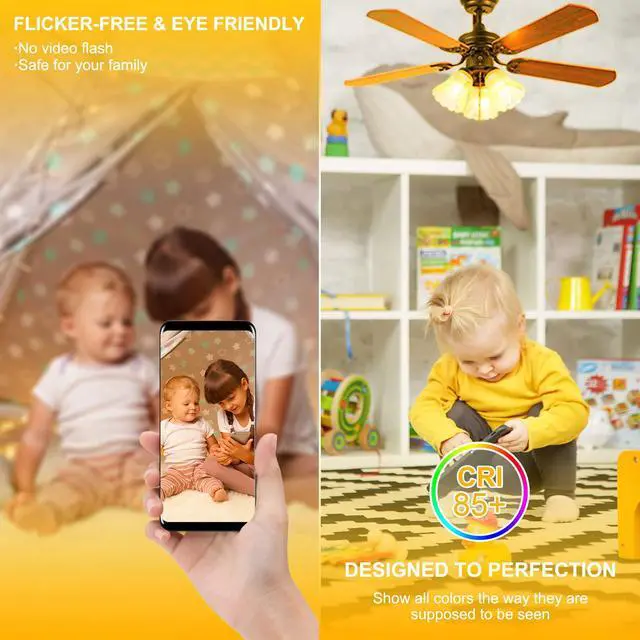 Alt view image 6 of 7 - E12 LED Bulb 60W Equivalent Candelabra Light Bulbs 2700K Warm White | Small Base Light Bulb, 6W A15 LED Ceiling Fan Light Bulbs, CRI85+, 120V 600LM Round Bulb for Chandelier, Non-Dimmable 6 Pack
