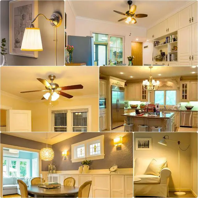 Alt view image 7 of 7 - E12 LED Bulb 60W Equivalent Candelabra Light Bulbs 2700K Warm White | Small Base Light Bulb, 6W A15 LED Ceiling Fan Light Bulbs, CRI85+, 120V 600LM Round Bulb for Chandelier, Non-Dimmable 6 Pack