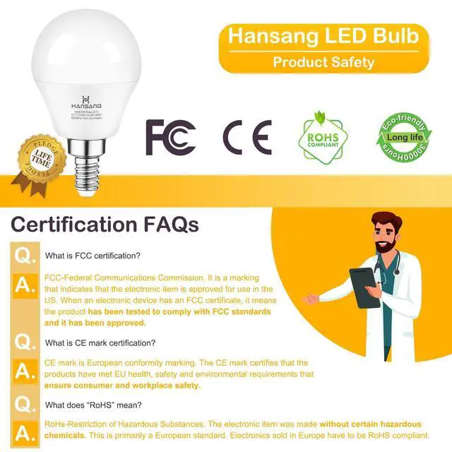 Alt view image 5 of 7 - E12 LED Bulb 60W Equivalent Candelabra Light Bulbs 2700K Warm White | Small Base Light Bulb, 6W A15 LED Ceiling Fan Light Bulbs, CRI85+, 120V 600LM Round Bulb for Chandelier, Non-Dimmable 6 Pack