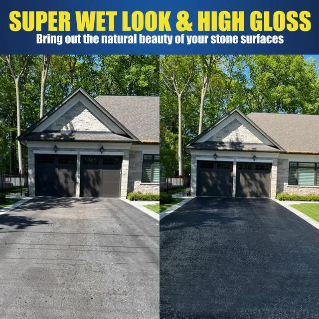 Alt view image 3 of 7 - Super Wet Look Stone Sealer-1 Gallon, Durable & Long-Lasting Protection with High Gloss Finsh, Stain Proof, Against Water Damage & Dissolved Salts Natural Stone Sealer for Sandstone, Driveways