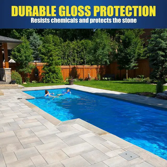 Alt view image 4 of 7 - Super Wet Look Stone Sealer-1 Gallon, Durable & Long-Lasting Protection with High Gloss Finsh, Stain Proof, Against Water Damage & Dissolved Salts Natural Stone Sealer for Sandstone, Driveways