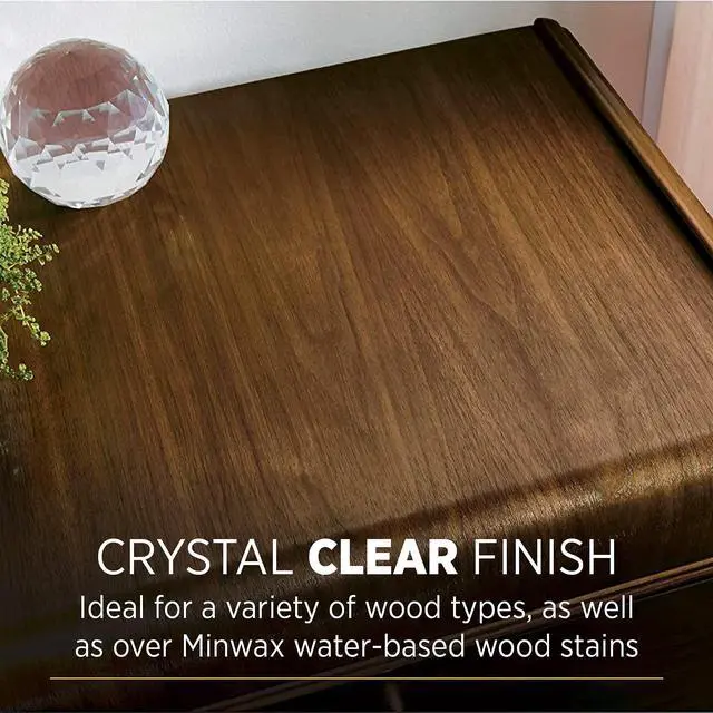 Alt view image 4 of 6 - 1/2 pt 25555 Clear Polycrylic Water-Based Protective Finish Gloss