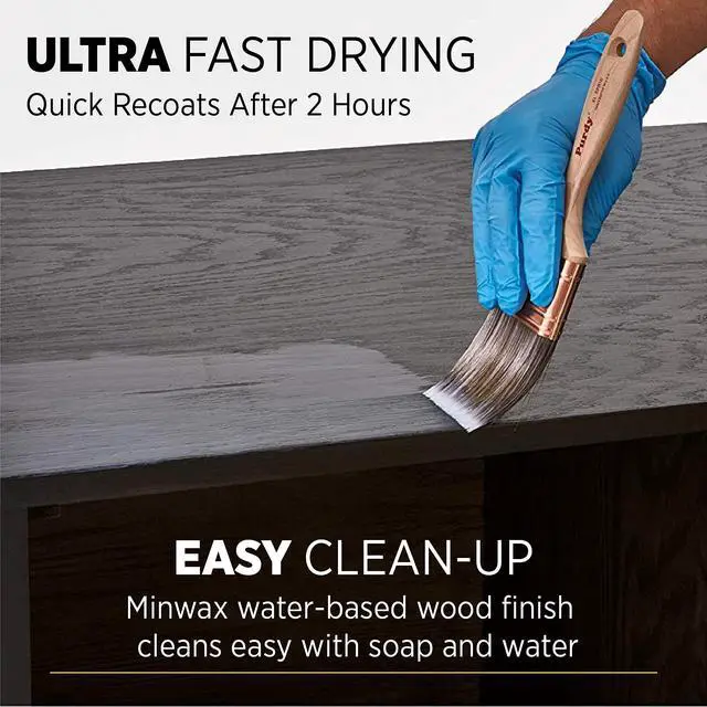 Alt view image 5 of 6 - 1/2 pt 25555 Clear Polycrylic Water-Based Protective Finish Gloss