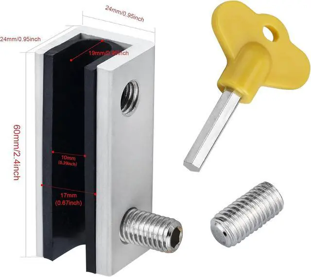Alt view image 3 of 7 - Window Locks, 4 Sets Sliding Security Window Lock with Key for Vertical & Horizontal Sliding Windows & Sliding Doors, Adjustable Window Locks Security Window Stoppers for Patio Bedroom Home and Office