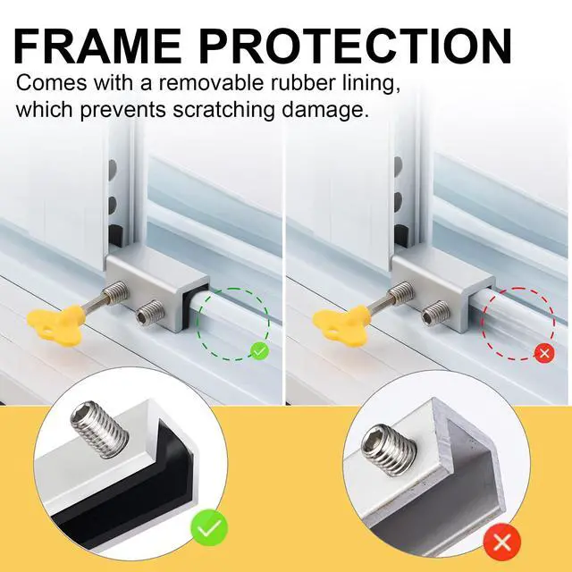Alt view image 5 of 7 - Window Locks, 4 Sets Sliding Security Window Lock with Key for Vertical & Horizontal Sliding Windows & Sliding Doors, Adjustable Window Locks Security Window Stoppers for Patio Bedroom Home and Office