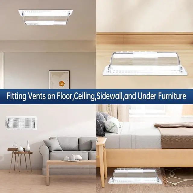 Alt view image 6 of 7 - 2-Pack Register Vent Deflector, Aerospace-Grade Clear Design, 8.5-15 in | 200% stronger magnet grip, Anti-drop slots, 3 mounting methods, -35°F to 284°F for Ceiling/Floor/Wall Registers