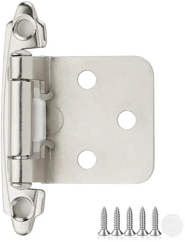Main image of 30 Pack 15 Pair Brushed Nickel Cabinet Hinges, 1/2" Overlay Kitchen Hinges | Face Mount Hinge Design, Self Closing Action, Door Bumper Included, Kitchen Cabinet Doors and Hardware Restyle, Home Use