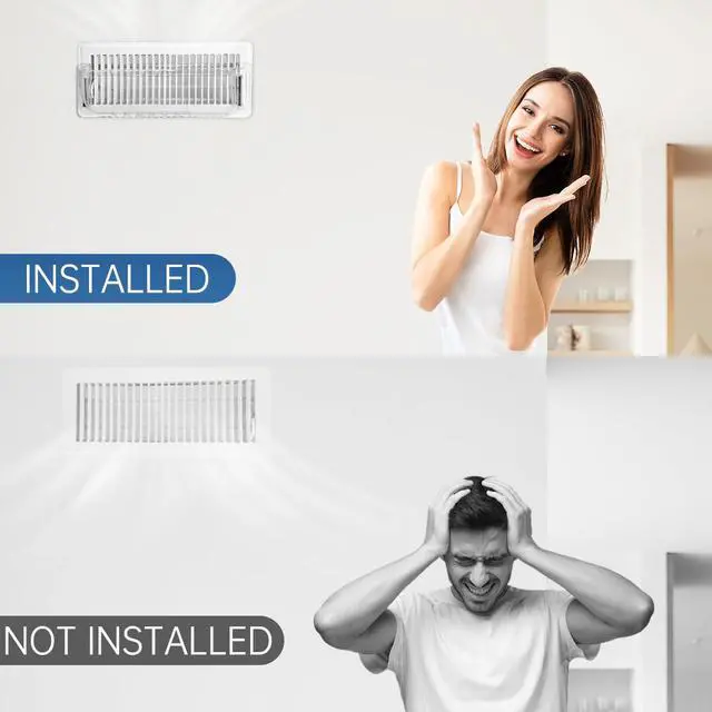 Alt view image 7 of 7 - 2-Pack Register Vent Deflector, Aerospace-Grade Clear Design, 8.5-15 in | 200% stronger magnet grip, Anti-drop slots, 3 mounting methods, -35°F to 284°F for Ceiling/Floor/Wall Registers