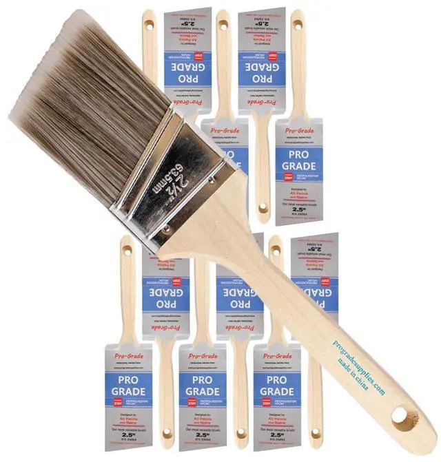 Main image of Paint Brushes, 2.5 Inch Angle Paint Brush, Walls & Trim, 12 Pack | Sash, cut-in & detail work | Furniture, cabinets & doors | Interior & exterior | Latex, oil & stain | Medium stiff bristles