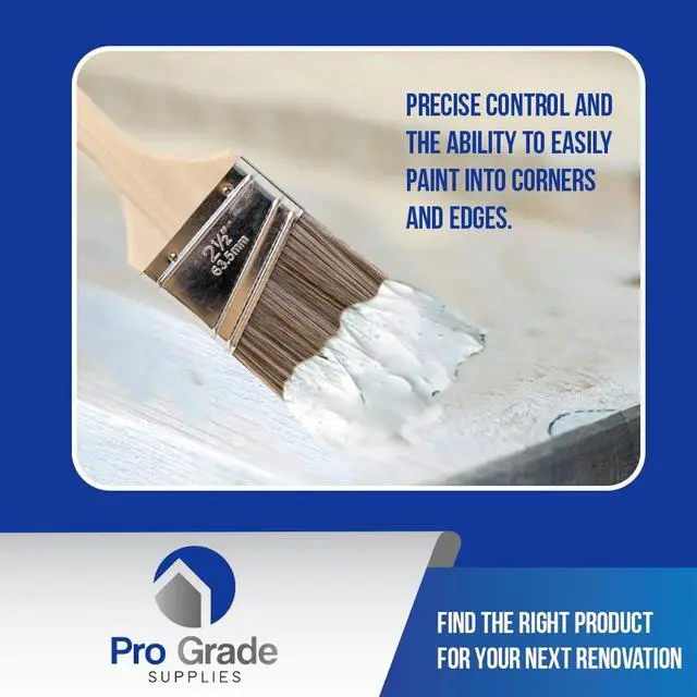 Alt view image 5 of 7 - Paint Brushes, 2.5 Inch Angle Paint Brush, Walls & Trim, 12 Pack | Sash, cut-in & detail work | Furniture, cabinets & doors | Interior & exterior | Latex, oil & stain | Medium stiff bristles
