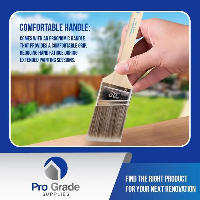 Alt view image 7 of 7 - Paint Brushes, 2.5 Inch Angle Paint Brush, Walls & Trim, 12 Pack | Sash, cut-in & detail work | Furniture, cabinets & doors | Interior & exterior | Latex, oil & stain | Medium stiff bristles