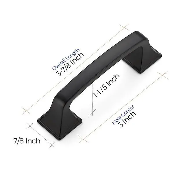 Alt view image 3 of 7 - Matte Black Square Foot Arch Cabinet Pulls 3 Inch 30 Pack | Solid Zinc Alloy, Smooth Pull Feel, Kitchen Cabinet Handles, Drawer Pulls, For Cupboards, Drawers, Dressers, Cabinet