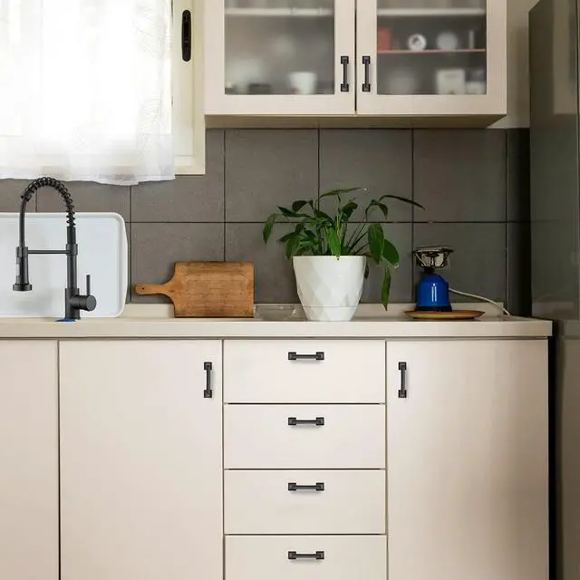 Alt view image 5 of 7 - Matte Black Square Foot Arch Cabinet Pulls 3 Inch 30 Pack | Solid Zinc Alloy, Smooth Pull Feel, Kitchen Cabinet Handles, Drawer Pulls, For Cupboards, Drawers, Dressers, Cabinet