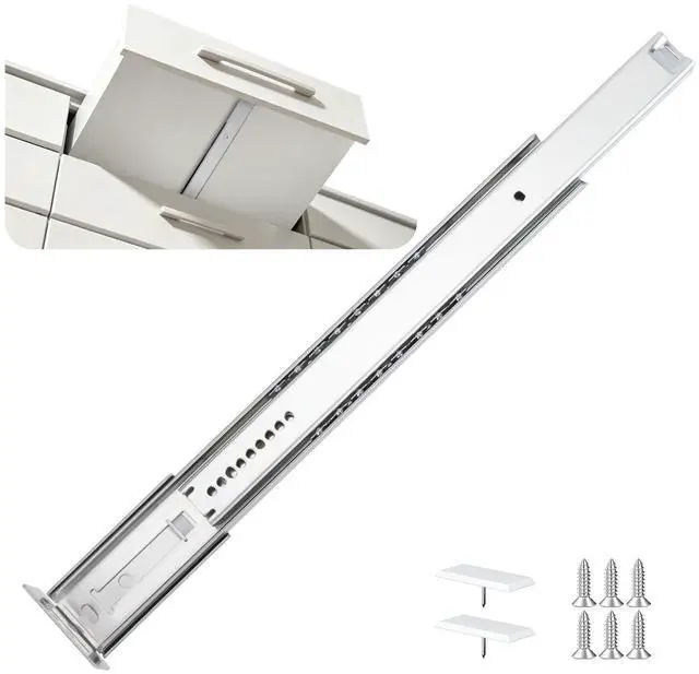 Main image of 5 Pcs Center Mount Drawer Slides 14 Inch Bottom Mount Drawer Rails | Heavy Duty 50lb Capacity Cold Rolled Steel; 3/4 Extension; Smooth Ball Bearing Glides Track; Cabinet Replacement Hardware