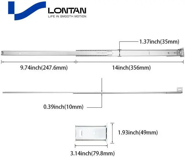 Alt view image 2 of 7 - 5 Pcs Center Mount Drawer Slides 14 Inch Bottom Mount Drawer Rails | Heavy Duty 50lb Capacity Cold Rolled Steel; 3/4 Extension; Smooth Ball Bearing Glides Track; Cabinet Replacement Hardware
