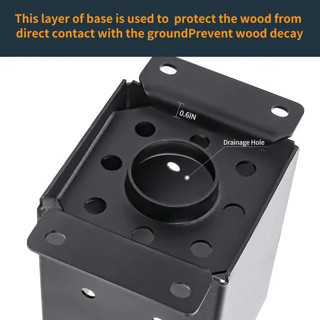 Alt view image 3 of 6 - 4 Pcs 4"× 4" Post Base (Inner Size 3.6"x3.6") Post Brackets | Heavy Duty 13-GA Thick Steel Post Anchor Outdoor for Support Deck Base Plate|Pergola Brackets|Fence|Mailbox Mount