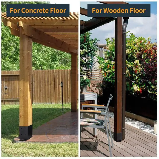 Alt view image 4 of 6 - 4 Pcs 4"× 4" Post Base (Inner Size 3.6"x3.6") Post Brackets | Heavy Duty 13-GA Thick Steel Post Anchor Outdoor for Support Deck Base Plate|Pergola Brackets|Fence|Mailbox Mount