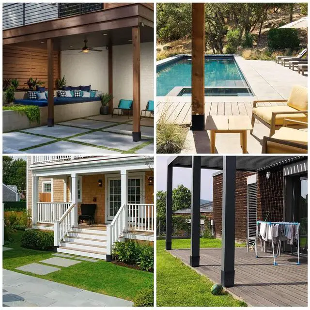 Alt view image 6 of 6 - 4 Pcs 4"× 4" Post Base (Inner Size 3.6"x3.6") Post Brackets | Heavy Duty 13-GA Thick Steel Post Anchor Outdoor for Support Deck Base Plate|Pergola Brackets|Fence|Mailbox Mount