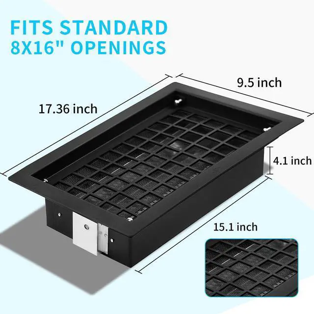 Alt view image 2 of 7 - Crawl Space Foundation Vent Cover Automatic 8x16 Inch, Black 1 Pack | Auto Open/Close at 40°F-70°F, Freeze Protection & Energy Saving, DIY Replacement for House, Mobile Home & Skirting, Plastic