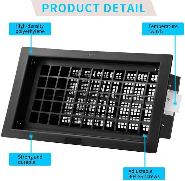 Alt view image 3 of 7 - Crawl Space Foundation Vent Cover Automatic 8x16 Inch, Black 1 Pack | Auto Open/Close at 40°F-70°F, Freeze Protection & Energy Saving, DIY Replacement for House, Mobile Home & Skirting, Plastic