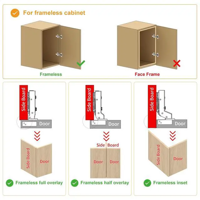 Alt view image 2 of 7 - 10 Pack Frameless Inset Soft Close Concealed European Hinges, Self Closing Satin Nickel, 105 ° Open Angle 4D Adjustment, Speed Control, Clip On, Stainless Steel for Cabinet Door