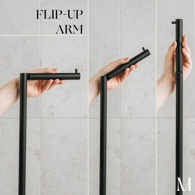Alt view image 3 of 7 - Free Standing Toilet Paper Holder Stand 1pc - Bathroom Storage for 4 Rolls of Toilet Tissue Modern Stainless Steel Matte Black - Toilet Roll Stand