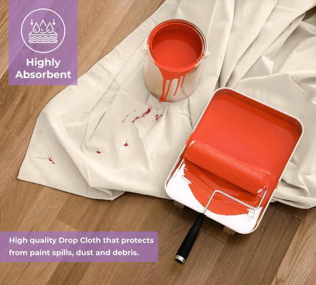 Alt view image 2 of 7 - Canvas Drop Cloth for Painting 9x6 feet Pack of 2-8oz Painters Drop Cloths for Painting - All Purpose Canvas Tarps for Floor & Furniture Protection - Recycled Cotton Fabric