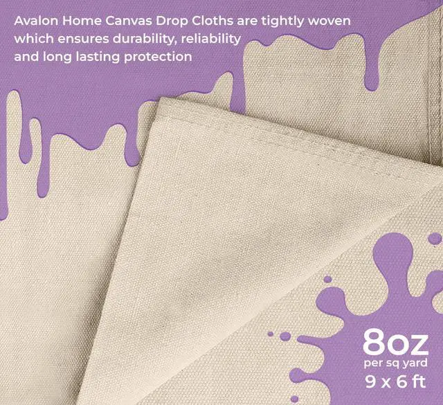 Alt view image 6 of 7 - Canvas Drop Cloth for Painting 9x6 feet Pack of 2-8oz Painters Drop Cloths for Painting - All Purpose Canvas Tarps for Floor & Furniture Protection - Recycled Cotton Fabric