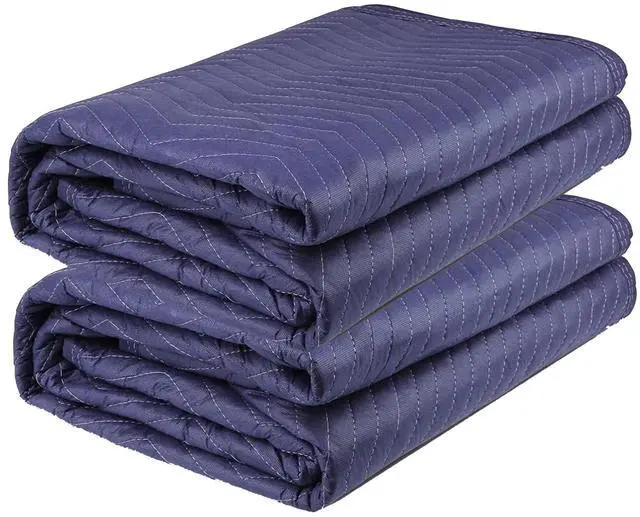 Main image of 2 Pack Moving Blankets Heavy Duty 80"x72" Quilted Packing Blankets for Moving Furniture Padded Shipping Furniture Mover Blue