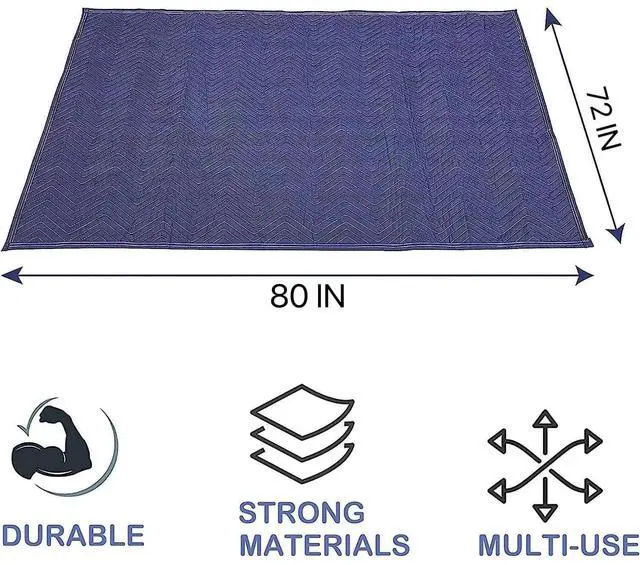 Alt view image 2 of 7 - 2 Pack Moving Blankets Heavy Duty 80"x72" Quilted Packing Blankets for Moving Furniture Padded Shipping Furniture Mover Blue