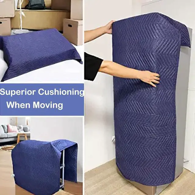 Alt view image 6 of 7 - 2 Pack Moving Blankets Heavy Duty 80"x72" Quilted Packing Blankets for Moving Furniture Padded Shipping Furniture Mover Blue