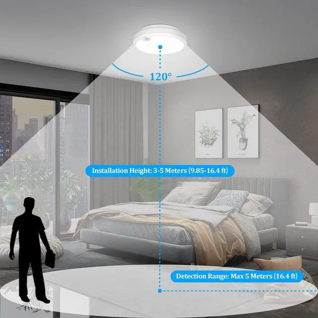 Alt view image 4 of 7 - Battery Operated Motion Sensor Light Indoor, 400LM Wireless Ceiling Light | 7.2" 6000K Motion Sensored Activated Battery Powered Lights for Closet Stair Laundry Auto On/Off 2Pack(Battery Not Included)