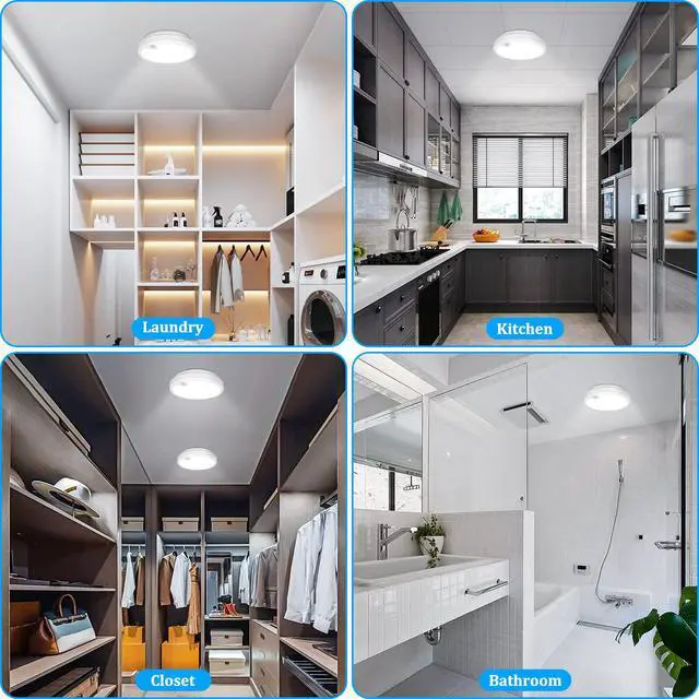 Alt view image 7 of 7 - Battery Operated Motion Sensor Light Indoor, 400LM Wireless Ceiling Light | 7.2" 6000K Motion Sensored Activated Battery Powered Lights for Closet Stair Laundry Auto On/Off 2Pack(Battery Not Included)