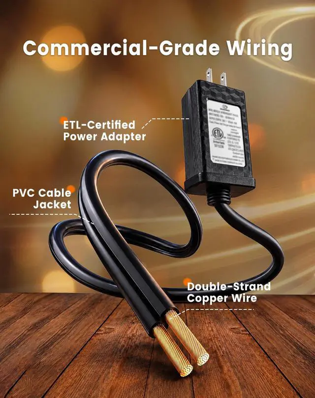 Alt view image 7 of 7 - 110FT(100+10) Outdoor LED String Lights with 2FT Bulb Spacing, Waterproof, Shatterproof, Dimmable, Warm White, 3 Lighting Modes, Timer, Plug in Hanging Backyard Lights for Outside, Patio