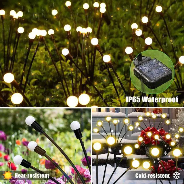 Alt view image 7 of 7 - Solar Garden Lights 4 Pack of 32 LEDs Swaying Firefly Garden Decor | Waterproof Solar Outdoor Lights for Yard Pathway Patio, Swaying Lawn Decor as Gardening Gifts for Women,Christmas Decor