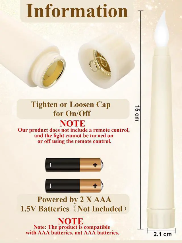 Alt view image 2 of 7 - 24 Pcs Flameless Taper Candles Battery Operated ulkB Fake Candles Light LED Candle Sticks Flickering Tapered for Wedding Anniversary Holiday Decoration(Basic,6 Inch,Ivory)