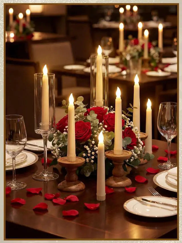 Alt view image 6 of 7 - 24 Pcs Flameless Taper Candles Battery Operated ulkB Fake Candles Light LED Candle Sticks Flickering Tapered for Wedding Anniversary Holiday Decoration(Basic,6 Inch,Ivory)