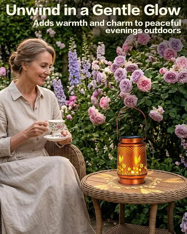 Alt view image 6 of 7 - Birthday Gifts for Women, Solar Lanterns, Hummingbird, 1 Pack | Solar Lanterns Outdoor Waterproof, Metal Hanging Lights, IP65 Waterproof, LED Decorative Lantern, Garden Decor, Gifts for Mom