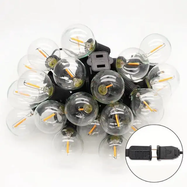Alt view image 4 of 6 - Outdoor String Light 50FT Patio Black with 52 Shatterproof G40 LED Clear Globe Bulbs for Indoor/Outdoor, Connectable Hanging Lights for Backyard Balcony Party Decor