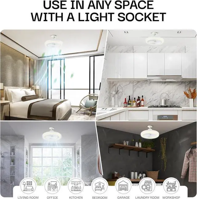 Alt view image 6 of 7 - SocketAir Wireless Ceiling Fan Light with Remote Control, Extender,110-120 Volt, 2100 Lumens, 3 Fan Speeds, 3 Light Settings, 6500K for Living, Dining, Working Space ASON TV