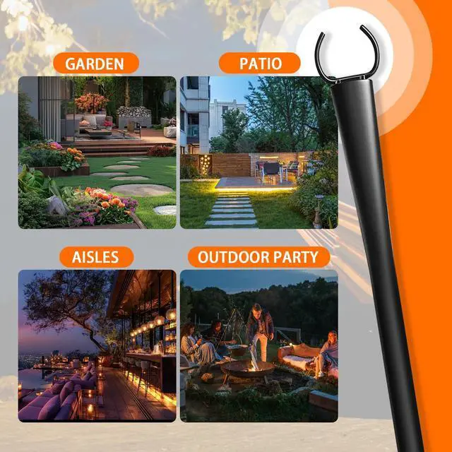 Alt view image 2 of 7 - 4 Pack 10Ft String Light Poles, Metal Poles with Fork for Outside Lights,Outdoor Metal Light Stand with Fence Brackets Hanging Lights for Garden Patio Wedding Backyard