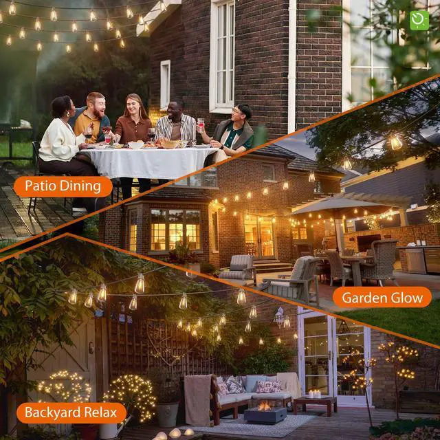 Alt view image 7 of 7 - 54FT Solar String Lights Outdoor Waterproof with USB Charging & Remote | Dimmable & Timable, Solar Powered Patio Lights with LED Shatterproof Bulbs for Deck Backyard Porch Garden Camping