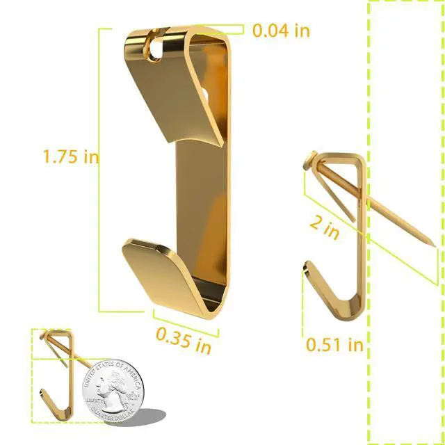 Alt view image 7 of 7 - 100 lb Picture Hangers, Picture Hooks for Hanging Pictures, 20Pcs Frame Hooks Picture Hangers Heavy Duty Hardware Hanger Kit Wooden Wall Painting Hangers Hooks and Nails for Pictures