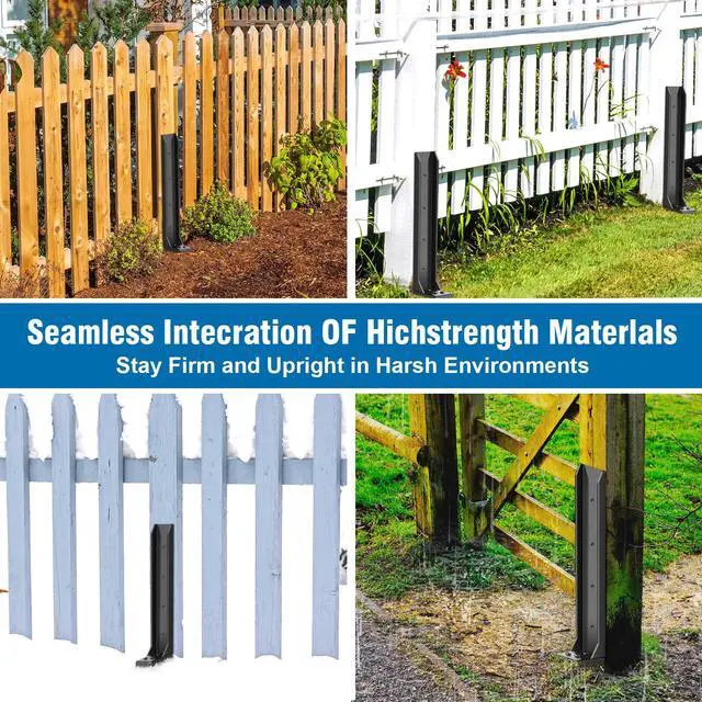 Alt view image 6 of 6 - 2 Pcs Fence Post Repair Kit, Heavy Duty Fence Post Anchor Ground Stakes for Repair Tilted, Broken Wood Support